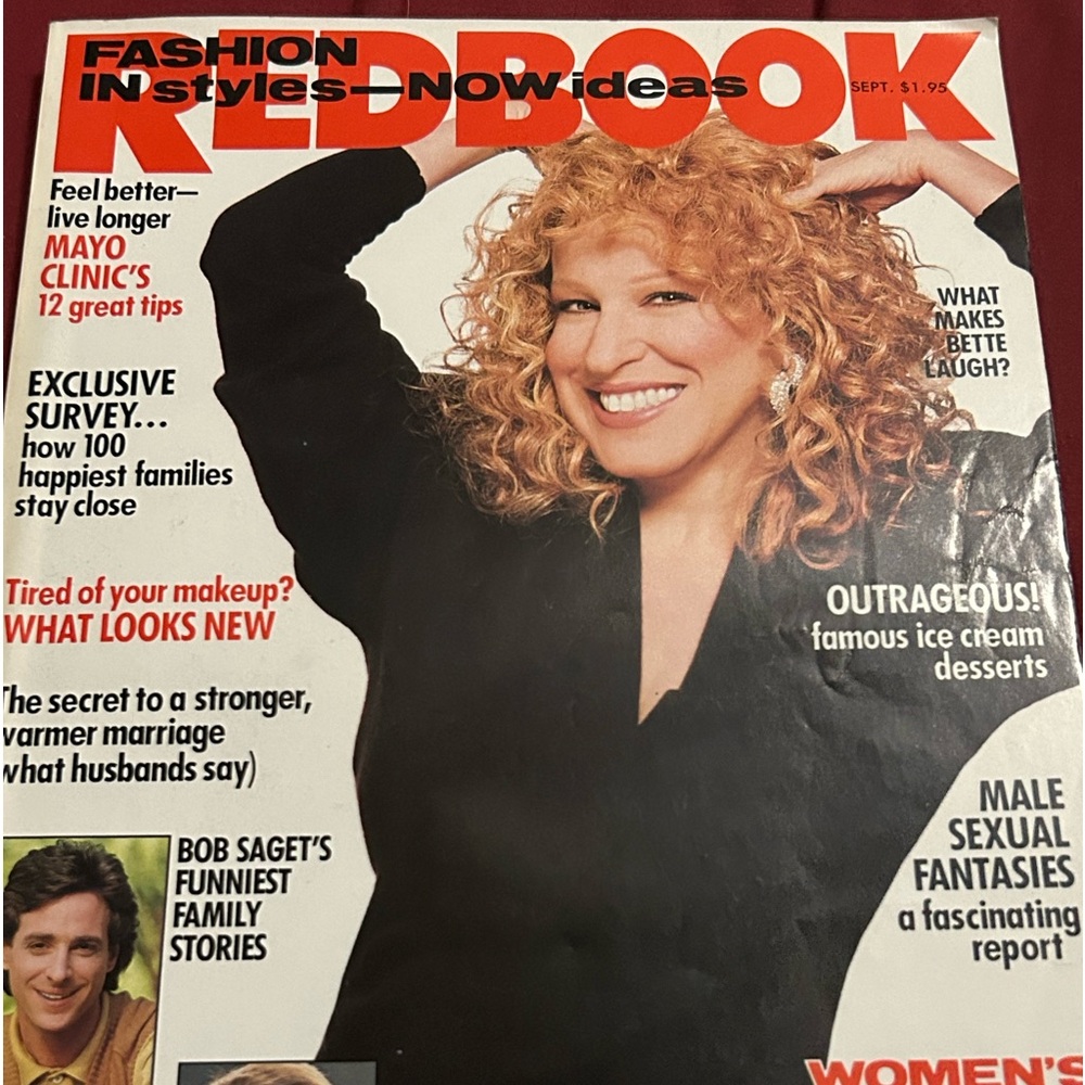 Vintage Redbook Magazine. 1990 SEPTEMBER REDBOOK MAGAZINE - BETTE MIDLER COVER